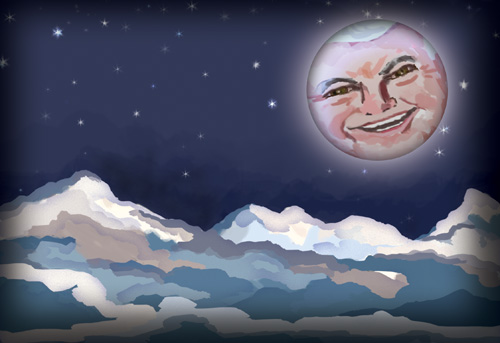 The lunar image of Newt Gingrich shines over the Colorado Rocky Mountains