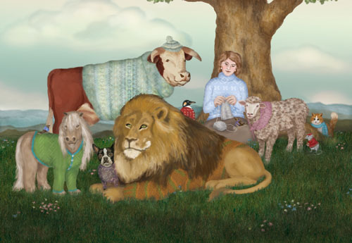 All the animals have put on special sweaters that were knitted just for them